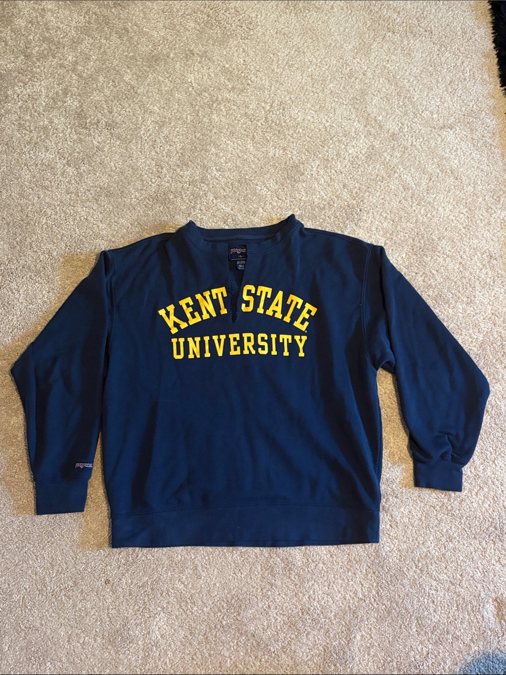 Jansport Navy Crewneck Sweatshirt with Yellow Kent State University Logo